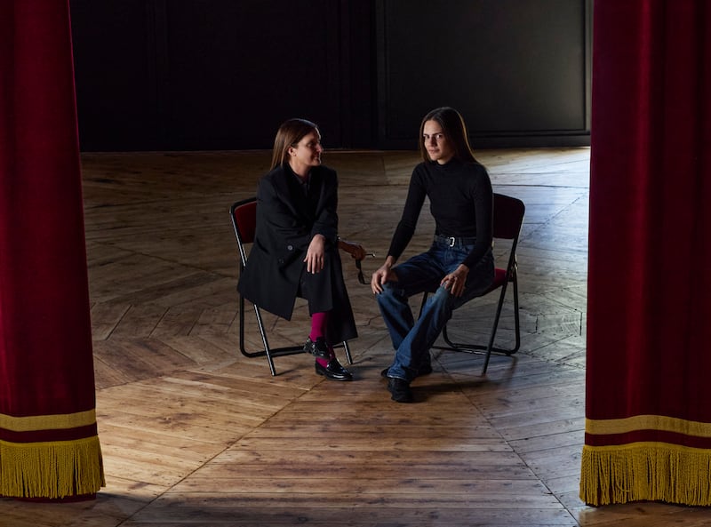 Maria Grazia Chiuri and daughter Rachele Regini at the Teatro della Cometa.