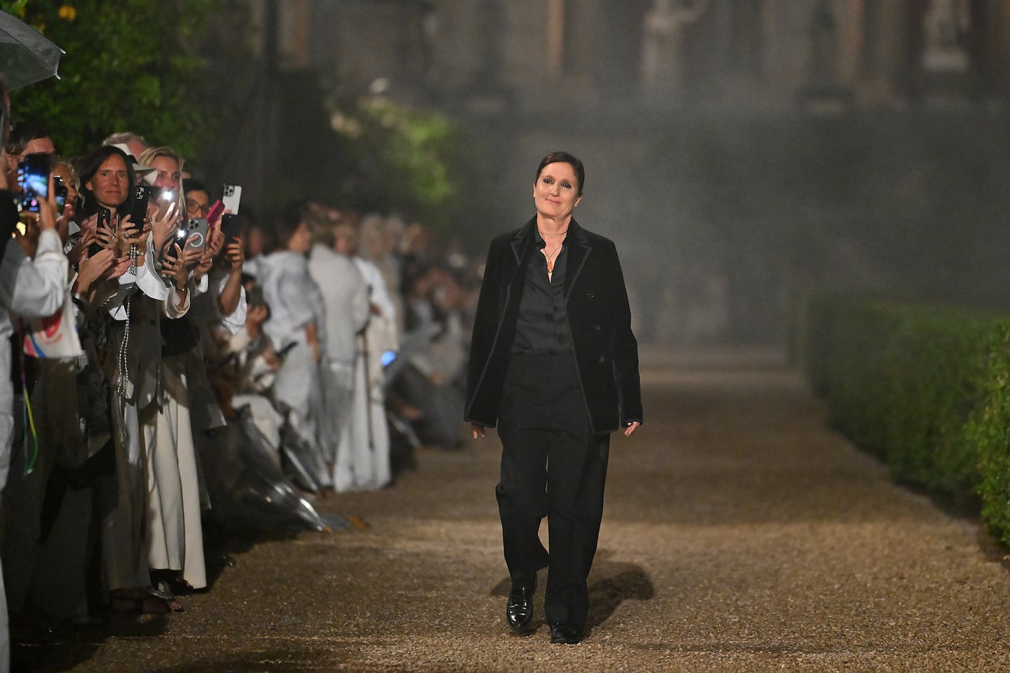 Dior designer Maria Grazia Chiuri staged an elaborate runway spectacle at the Villa Albani Torlonia in her hometown of Rome on Tuesday night.